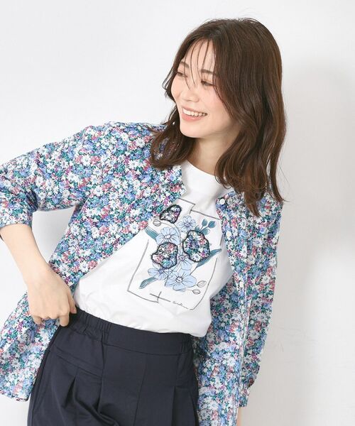 CORDIER / コルディア Tシャツ | 【M～4Lサイズ】パッチワーク＆刺繍 フラワーモチーフTシャツ | 詳細7