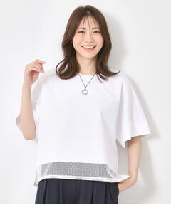 CORDIER / コルディア カットソー | 【M～4Lサイズ】ラッセルレース シェルジャージプルオーバー