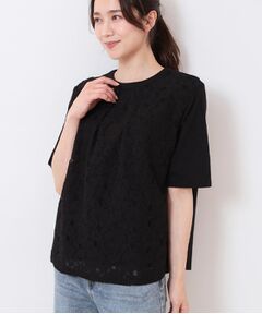 CORDIER / コルディア カットソー | 【洗える】フラワーレースプルオーバージャージ