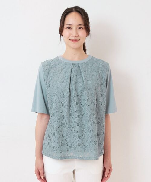 CORDIER / コルディア カットソー | 【洗える】フラワーレースプルオーバージャージ | 詳細1