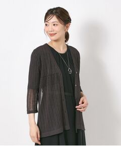 CORDIER / コルディア カーディガン・ボレロ | 【M～3Lサイズ／麻混／洗える】シャインリノ サマーニットVカーディガン