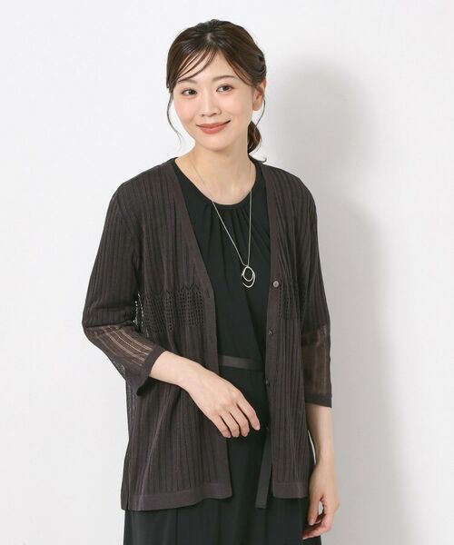 CORDIER / コルディア カーディガン・ボレロ | 【M～3Lサイズ／麻混／洗える】シャインリノ サマーニットVカーディガン | 詳細11
