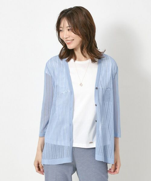 CORDIER / コルディア カーディガン・ボレロ | 【M～3Lサイズ／麻混／洗える】シャインリノ サマーニットVカーディガン | 詳細15