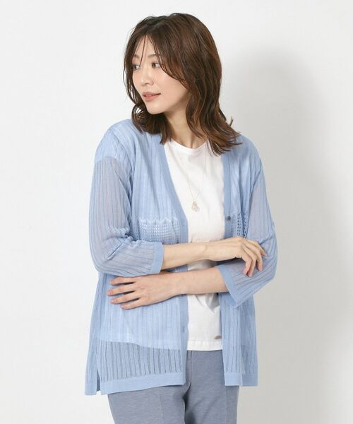 CORDIER / コルディア カーディガン・ボレロ | 【M～3Lサイズ／麻混／洗える】シャインリノ サマーニットVカーディガン | 詳細16
