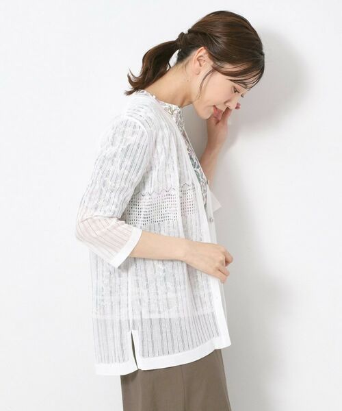 CORDIER / コルディア カーディガン・ボレロ | 【M～3Lサイズ／麻混／洗える】シャインリノ サマーニットVカーディガン | 詳細8
