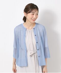 CORDIER / コルディア カーディガン・ボレロ | 【M～3Lサイズ／麻混／洗える】シャインリノ サマーニットカーディガン