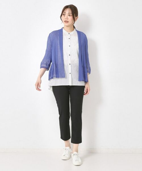 CORDIER / コルディア カーディガン・ボレロ | 【M~4Lサイズ】シャインリノ麻混レース柄カーディガン | 詳細12