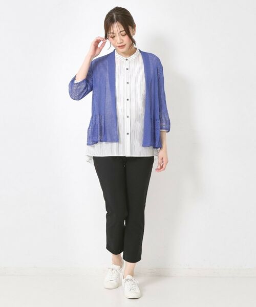CORDIER / コルディア カーディガン・ボレロ | 【M~4Lサイズ】シャインリノ麻混レース柄カーディガン | 詳細13