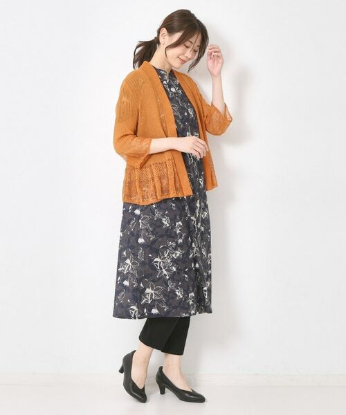 CORDIER / コルディア カーディガン・ボレロ | 【M~4Lサイズ】シャインリノ麻混レース柄カーディガン | 詳細9