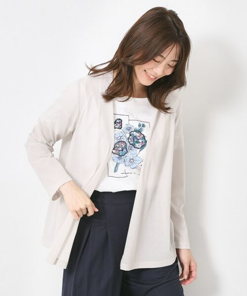 CORDIER / コルディア カーディガン・ボレロ | 【M~4Lサイズ/接触冷感/手洗い可】シアータックジャージカーディガン(ライトグレー(011))