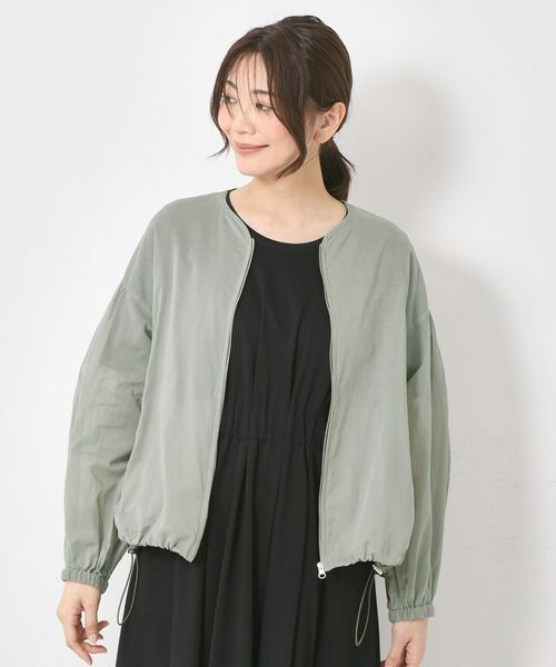 OAMC 18aw レイヤードブルゾン カーキ セール】 【手洗い可】コットンオーガンジーブルゾン （レザー