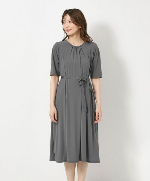 CORDIER / コルディア ミニ丈・ひざ丈ワンピース | 【接触冷感／洗える／M～4Lサイズ】ドライタッチ 美シルエットジャージワンピース | 詳細1