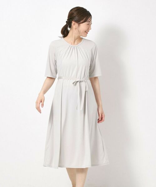 CORDIER / コルディア ミニ丈・ひざ丈ワンピース | 【接触冷感／洗える／M～4Lサイズ】ドライタッチ 美シルエットジャージワンピース | 詳細12