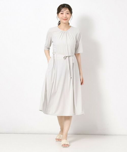 CORDIER / コルディア ミニ丈・ひざ丈ワンピース | 【接触冷感／洗える／M～4Lサイズ】ドライタッチ 美シルエットジャージワンピース | 詳細13