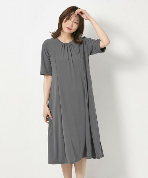 CORDIER / コルディア ミニ丈・ひざ丈ワンピース | 【接触冷感／洗える／M～4Lサイズ】ドライタッチ 美シルエットジャージワンピース | 詳細16