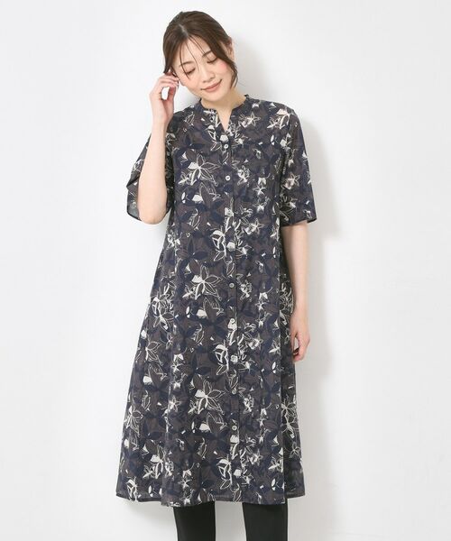 CORDIER / コルディア ミニ丈・ひざ丈ワンピース | フラワーローンワンピース(グレー(115))
