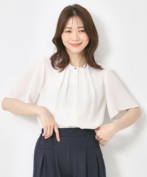 CORDIER / コルディア シャツ・ブラウス | 【M~4Lサイズ/セットアップ/手洗い可】ジョーゼットブラウス(ホワイト(002))