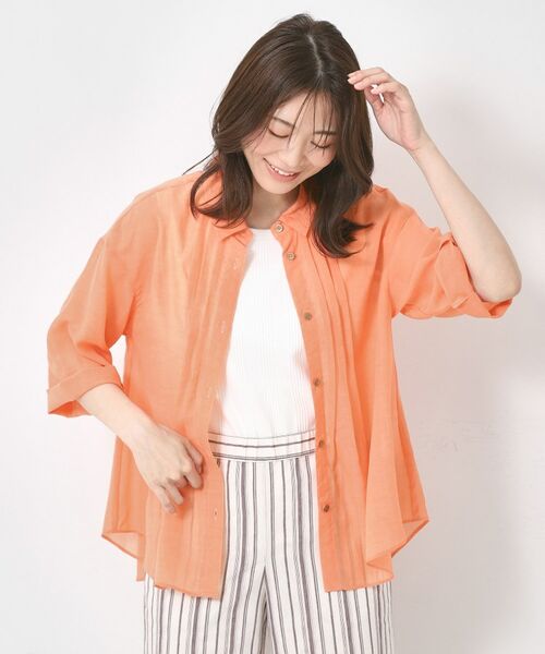 CORDIER / コルディア シャツ・ブラウス | 【M~4Lサイズ/洗える】シアードライシャツ(オレンジ(067))