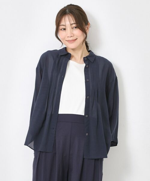 CORDIER / コルディア シャツ・ブラウス | 【M~4Lサイズ/洗える】シアードライシャツ(ネイビー(094))