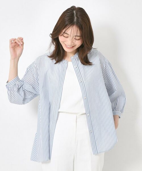 CORDIER / コルディア シャツ・ブラウス | 【M~4Lサイズ】ライトシアーストライプロングシャツ | 詳細11