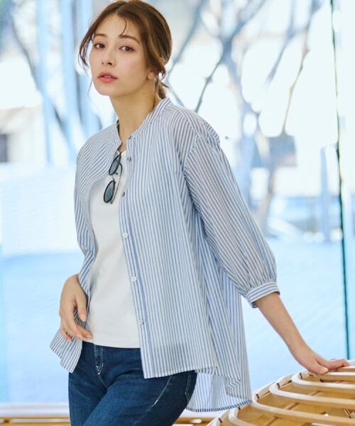 CORDIER / コルディア シャツ・ブラウス | 【M~4Lサイズ】ライトシアーストライプロングシャツ | 詳細15