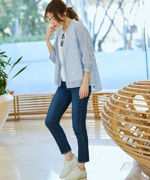 CORDIER / コルディア シャツ・ブラウス | 【M~4Lサイズ】ライトシアーストライプロングシャツ | 詳細18