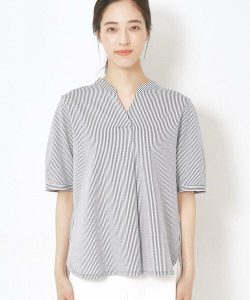 CORDIER / コルディア カットソー | 【洗える/一枚着でサマになる】サッカーストライプ プルオーバージャージ | 詳細1