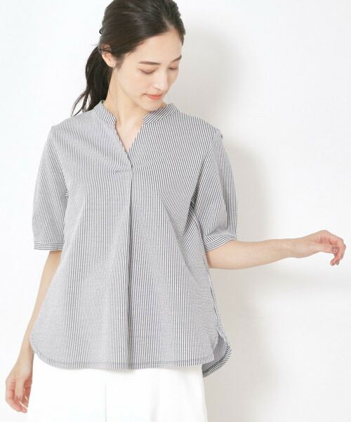 CORDIER / コルディア カットソー | 【洗える/一枚着でサマになる】サッカーストライプ プルオーバージャージ | 詳細16