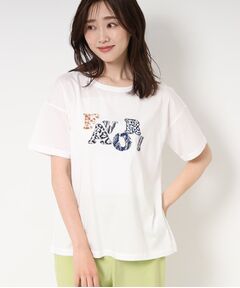 CORDIER / コルディア Tシャツ | 【M～4Lサイズ】刺繍＆スパンコール ロゴデザインTシャツ