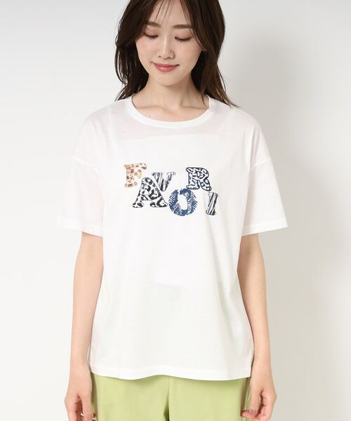 CORDIER / コルディア Tシャツ | 【M～4Lサイズ】刺繍＆スパンコール ロゴデザインTシャツ | 詳細1