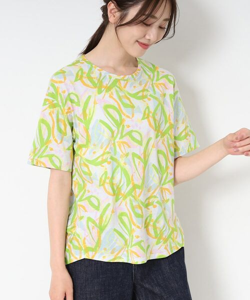 CORDIER / コルディア Tシャツ | 【M~4Lサイズ】カラーリーフプリントプルオーバージャージ | 詳細7