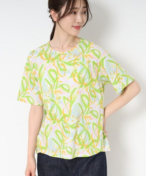 CORDIER / コルディア Tシャツ | 【M~4Lサイズ】カラーリーフプリントプルオーバージャージ(ライトグレー(110))