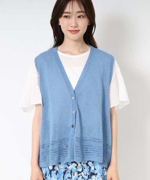 CORDIER / コルディア ベスト | 【和紙混素材/洗える】TSUMUGIニットベスト | 詳細1