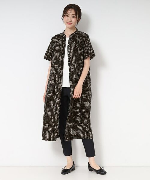 CORDIER / コルディア ミニ丈・ひざ丈ワンピース | 【M~4Lサイズ/洗える】ナチュラルウェーブプリントシャツワンピース | 詳細13