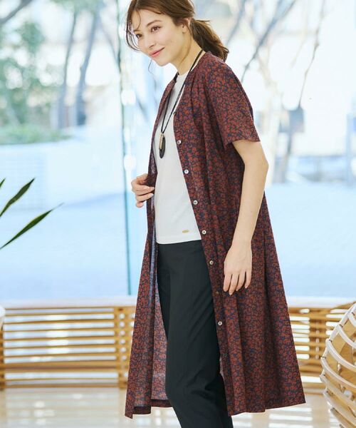 CORDIER / コルディア ミニ丈・ひざ丈ワンピース | 【M~4Lサイズ/洗える】ナチュラルウェーブプリントシャツワンピース | 詳細15