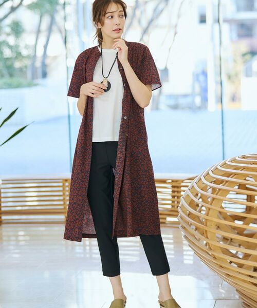 CORDIER / コルディア ミニ丈・ひざ丈ワンピース | 【M~4Lサイズ/洗える】ナチュラルウェーブプリントシャツワンピース | 詳細17