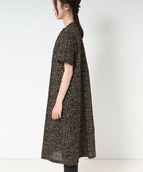 CORDIER / コルディア ミニ丈・ひざ丈ワンピース | 【M~4Lサイズ/洗える】ナチュラルウェーブプリントシャツワンピース | 詳細2