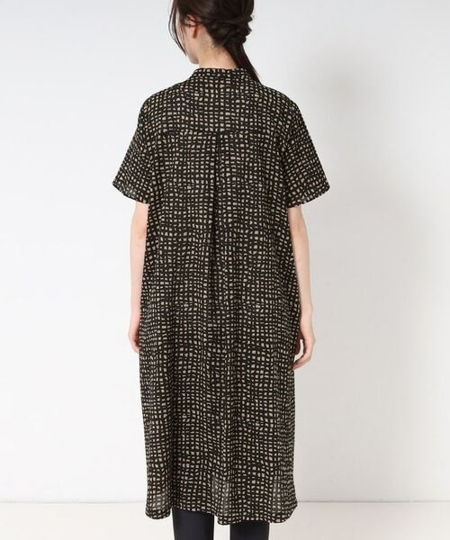 CORDIER / コルディア ミニ丈・ひざ丈ワンピース | 【M~4Lサイズ/洗える】ナチュラルウェーブプリントシャツワンピース | 詳細3