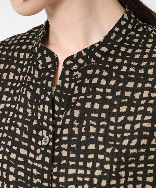 CORDIER / コルディア ミニ丈・ひざ丈ワンピース | 【M~4Lサイズ/洗える】ナチュラルウェーブプリントシャツワンピース | 詳細4