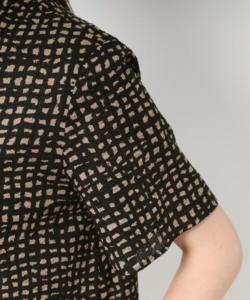 CORDIER / コルディア ミニ丈・ひざ丈ワンピース | 【M~4Lサイズ/洗える】ナチュラルウェーブプリントシャツワンピース | 詳細5