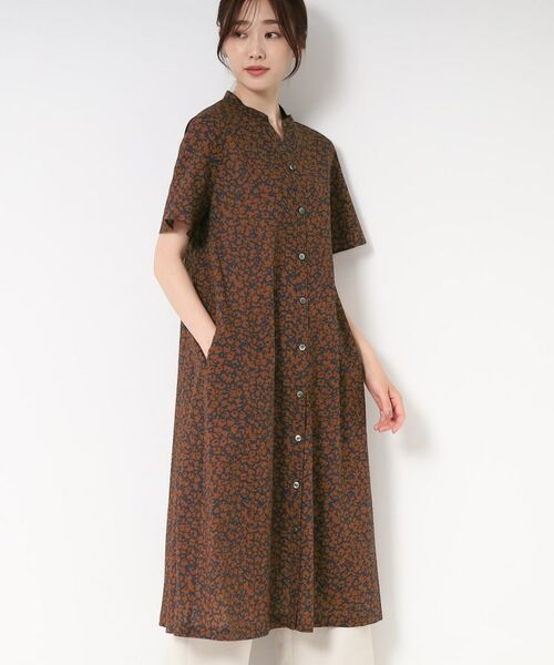 CORDIER / コルディア ミニ丈・ひざ丈ワンピース | 【M~4Lサイズ/洗える】ナチュラルウェーブプリントシャツワンピース | 詳細7