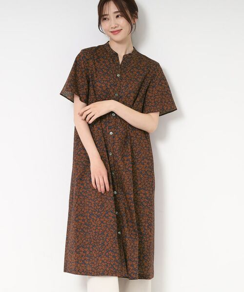 CORDIER / コルディア ミニ丈・ひざ丈ワンピース | 【M~4Lサイズ/洗える】ナチュラルウェーブプリントシャツワンピース | 詳細8