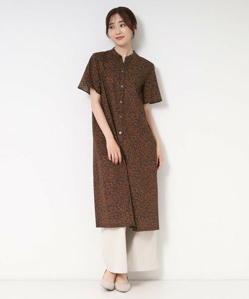 CORDIER / コルディア ミニ丈・ひざ丈ワンピース | 【M~4Lサイズ/洗える】ナチュラルウェーブプリントシャツワンピース | 詳細9