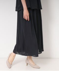 CORDIER / コルディア ショート・ハーフ・半端丈パンツ | 【S～4Lサイズ/セットアップ/洗える】艶サテンストライプ ガウチョパンツ