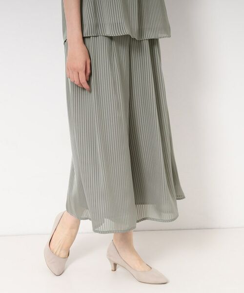 CORDIER / コルディア ショート・ハーフ・半端丈パンツ | 【S～4Lサイズ/セットアップ/洗える】艶サテンストライプ ガウチョパンツ | 詳細16