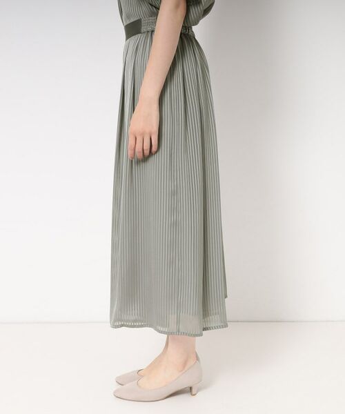 CORDIER / コルディア ショート・ハーフ・半端丈パンツ | 【S～4Lサイズ/セットアップ/洗える】艶サテンストライプ ガウチョパンツ | 詳細2