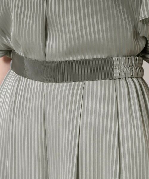 CORDIER / コルディア ショート・ハーフ・半端丈パンツ | 【S～4Lサイズ/セットアップ/洗える】艶サテンストライプ ガウチョパンツ | 詳細4