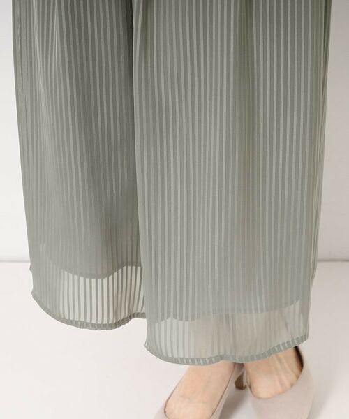 CORDIER / コルディア ショート・ハーフ・半端丈パンツ | 【S～4Lサイズ/セットアップ/洗える】艶サテンストライプ ガウチョパンツ | 詳細6