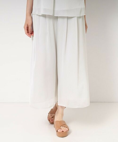 CORDIER / コルディア ショート・ハーフ・半端丈パンツ | 【S～4Lサイズ/セットアップ/洗える】艶サテンストライプ ガウチョパンツ | 詳細8