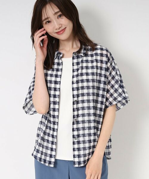 CORDIER / コルディア シャツ・ブラウス | 【M～4Lサイズ/洗える】シルク混シアーチェックシャツ | 詳細11